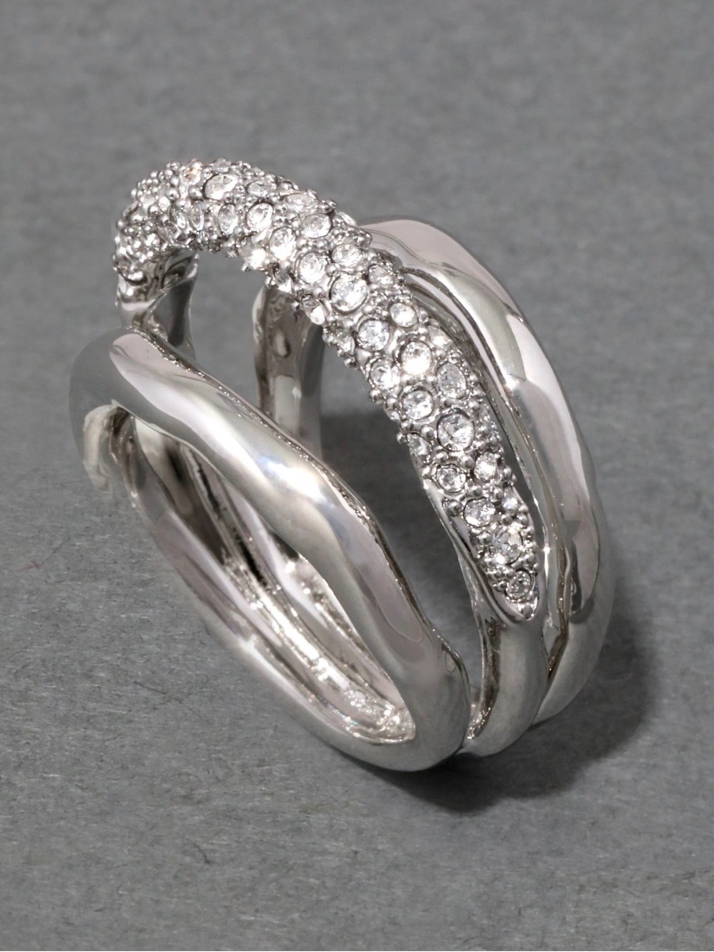 Alexis Bittar Solanales Crystal Orbiting Ring Size 7  Silver Clear SB11